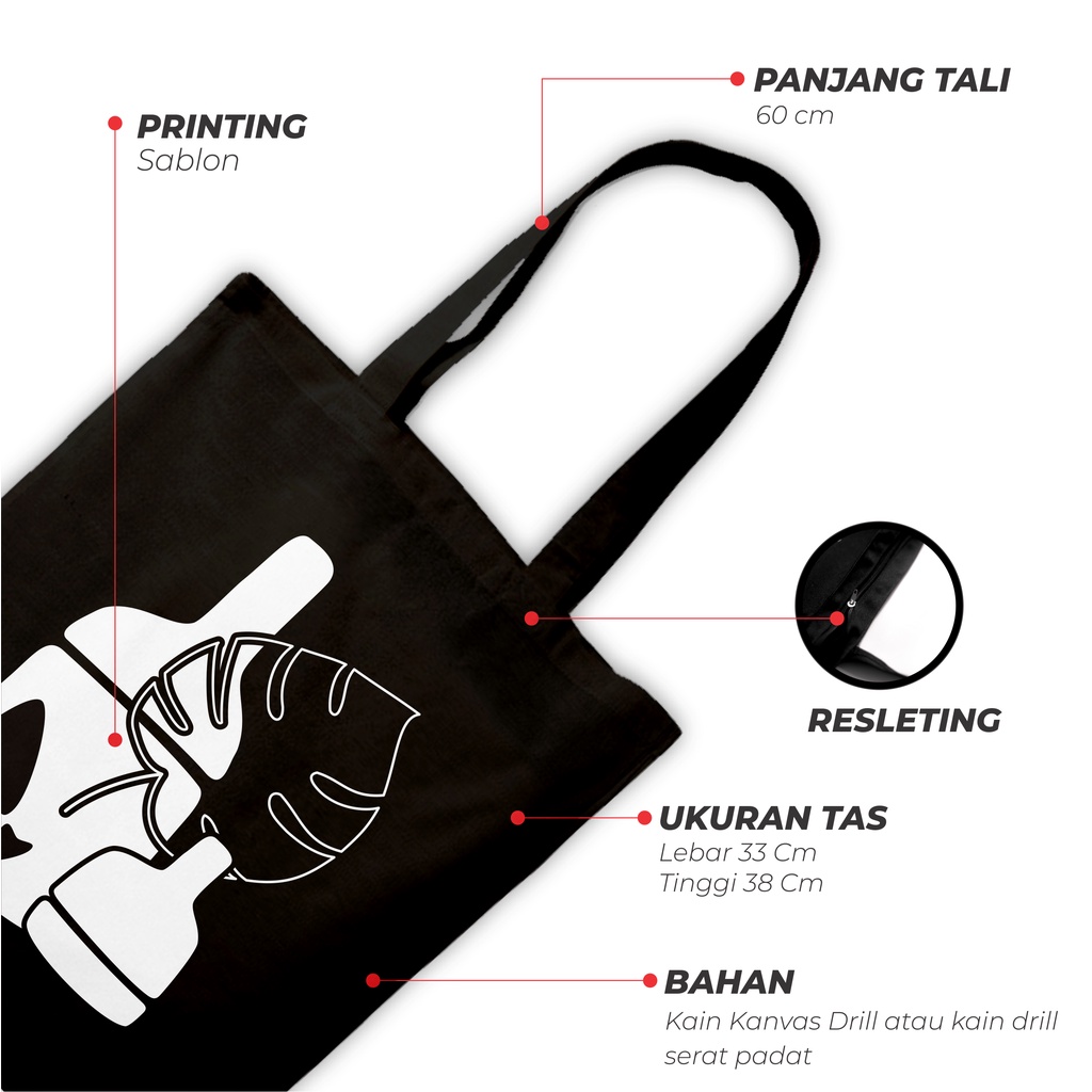 Sevine Totebag Tas Wanita Tote bag Resleting Girl Quotes Black Series Hitam - BN4