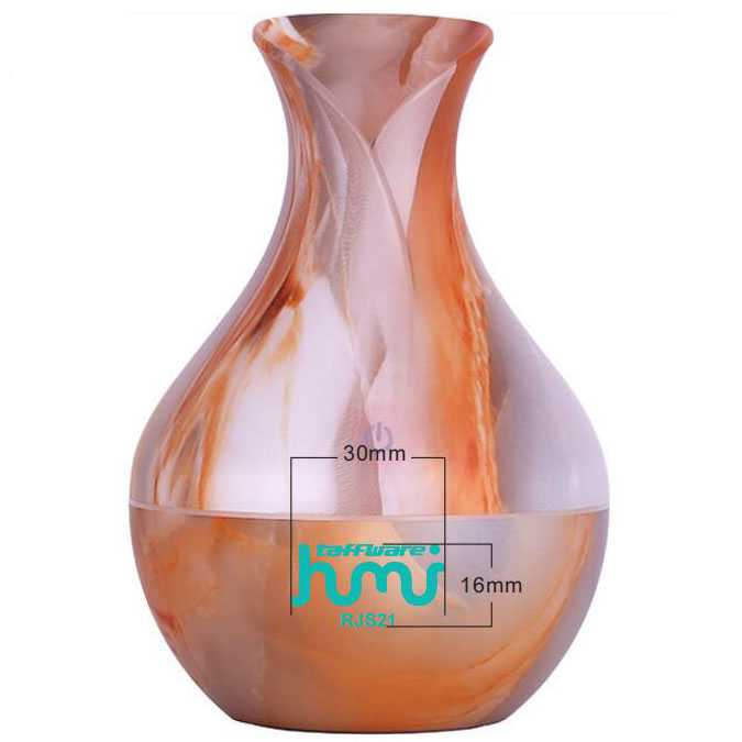 Humidifier 130ml Marble Marmer Wood LED 7 Warna Ultrasonic Aromatherapy Diffuser Vas Bunga Kayu