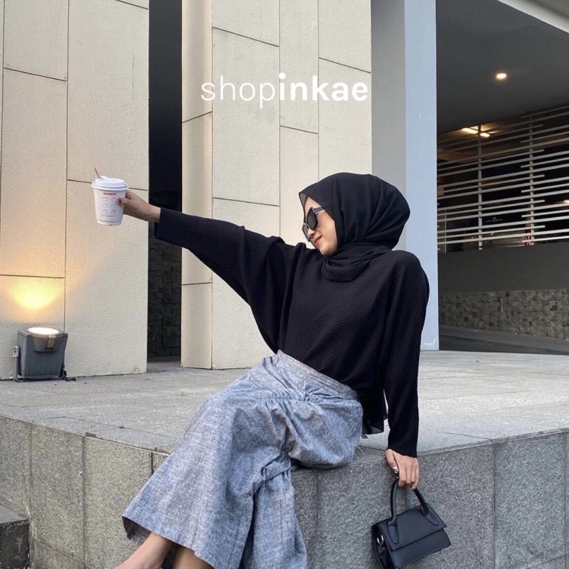 ATASAN BLOUSE BAJU RAJUT BATWING | ATASAN WANITA MODEL KELELAWAR | OUTER RAJUT KALONG KNIT