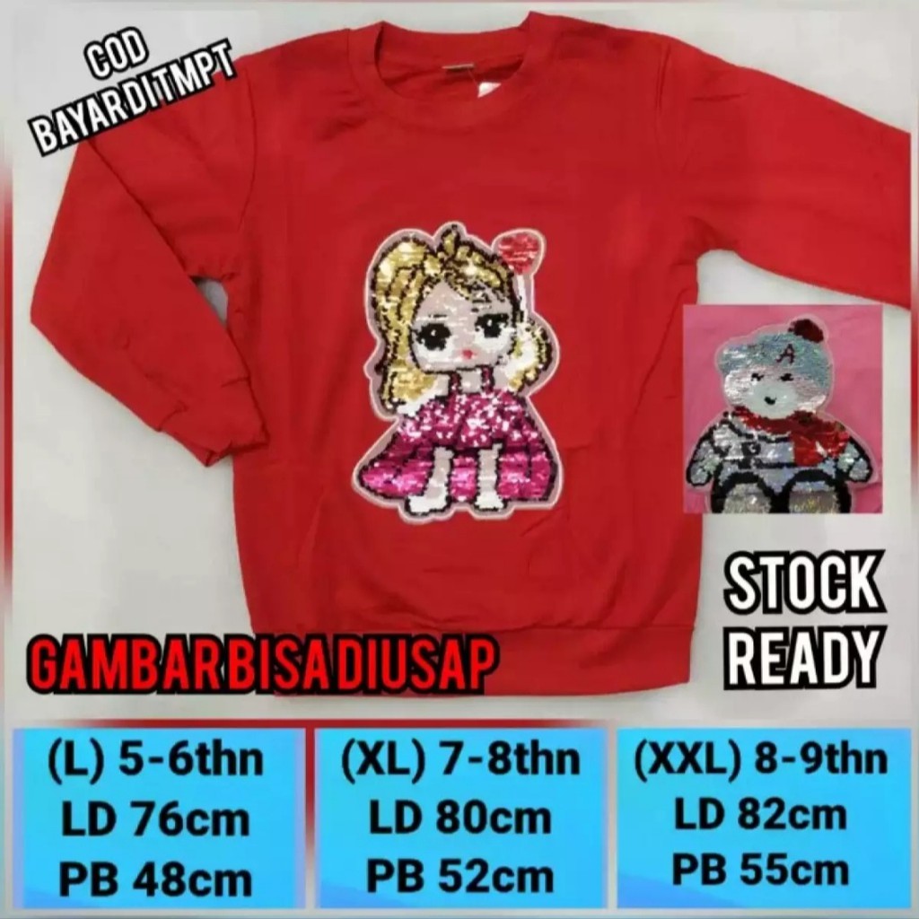 Sweater anak perempuan/switer/Sweater anak/Swaeter Sequin/Premium/4-10 tahun #COD