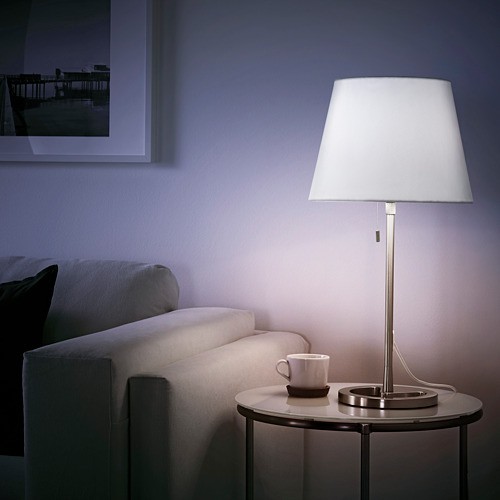 Lampu meja ikea NYFORS Lampu kerja belajar tidur dilapisi nikel putih