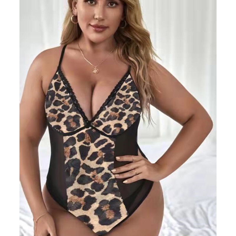 jumsuit leopard big size / max ld 130cm / baju jumsuit sexy leopard jumbo - 9836