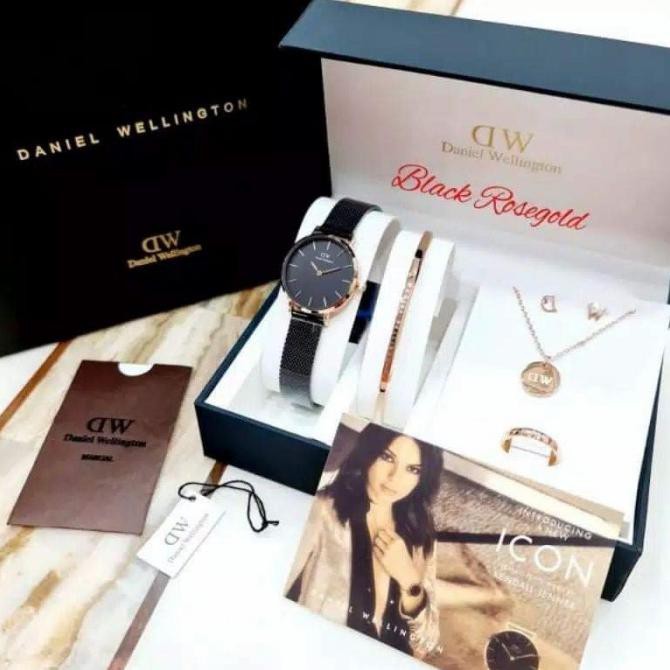 BEST SELLER  Jam Tangan Wanita DW W3388 Paket Box Original + Fullset - BLACK ROSEGOLD