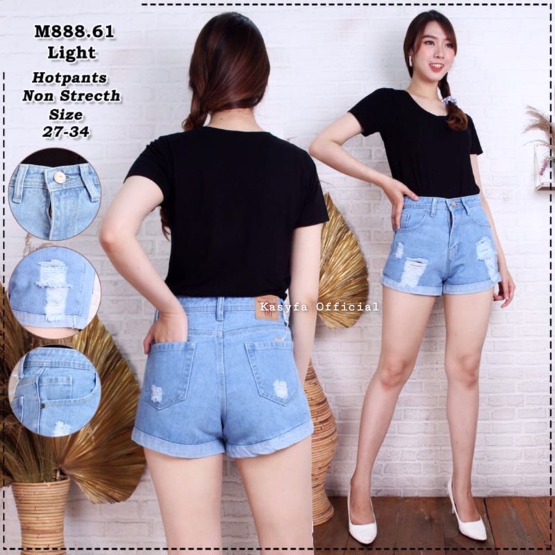 SLAVINA HOT PANTS JEANS SOBEK LIPAT // CELANA PENDEK JEANS RIPPED