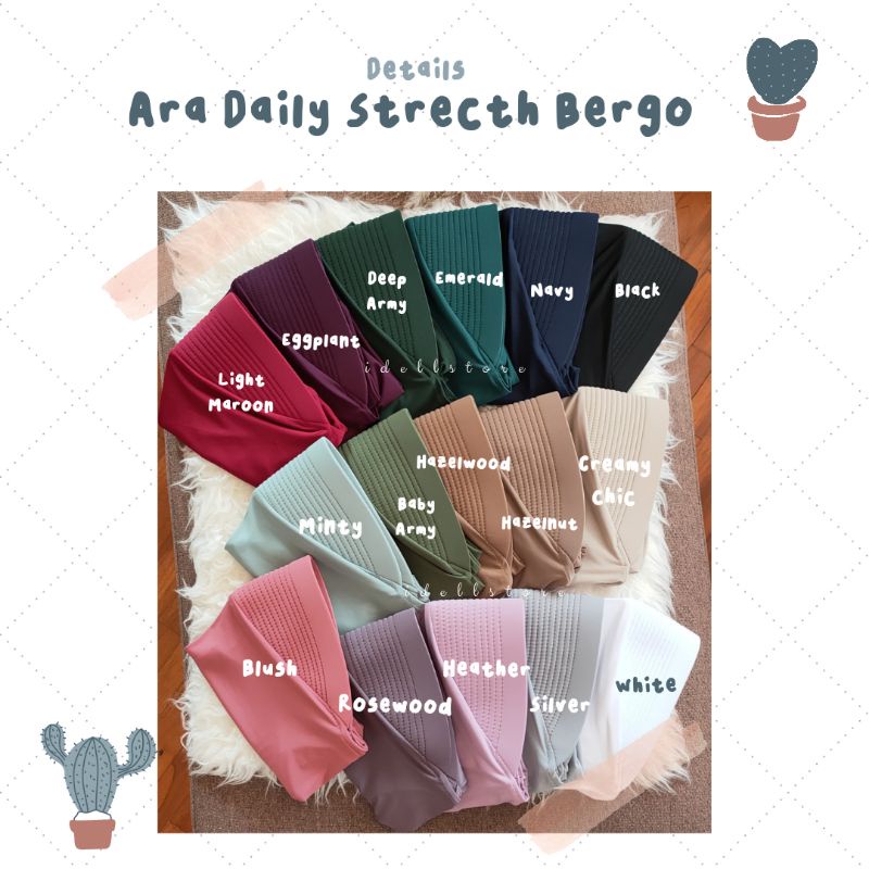 Ara dan Nara Daily Strecth Bergo by idellstore • Bergo Jersey Premium Olahraga