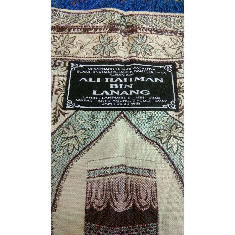CETAK NAMA DI SAJADAH/SABLON NAMA SOUVENIR TAHLILAN/SABLON NAMA DI SAJADAH [belum termasuk sajadah]