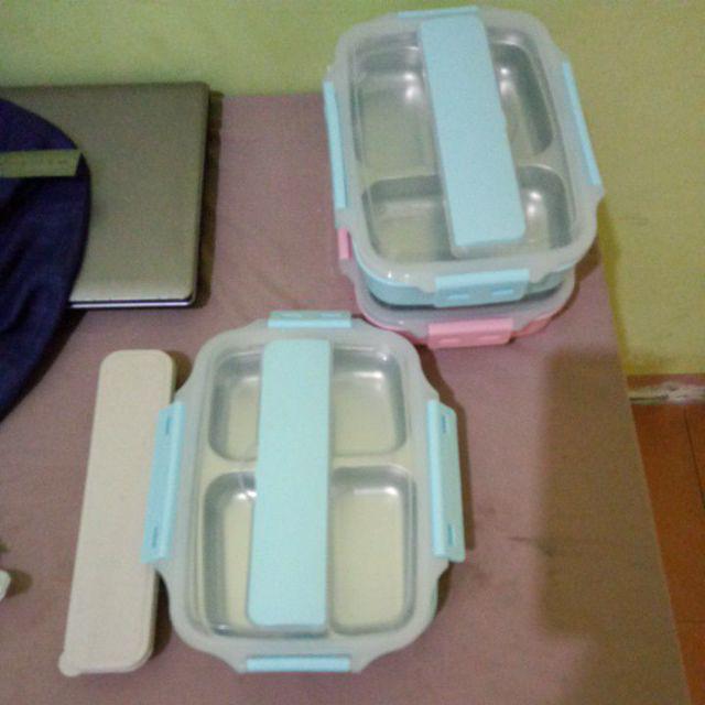 Lunch Box Stainless 3 Sekat + Sendok Garpu