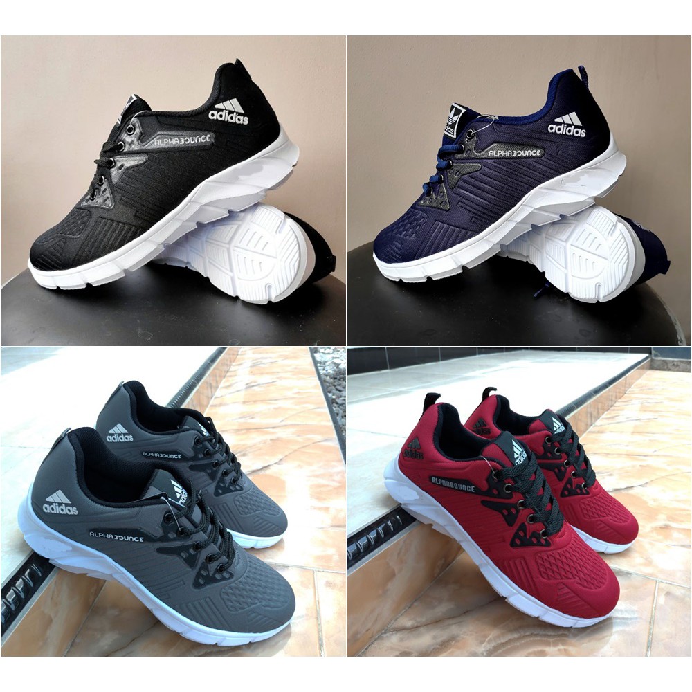 SSR - Sepatu Pria Adidas Alphabounce Sneakers Bertali Olahraga Jogging Sport Running Branded