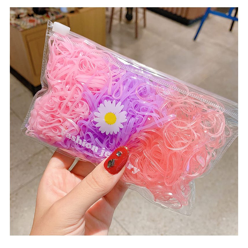 (27AN.ID) 500PCS Ikat Rambut H209 Ikat Rambut Karet Korea Wanita Warna Polos Gaya Korea Untuk Anak Perempuan-3