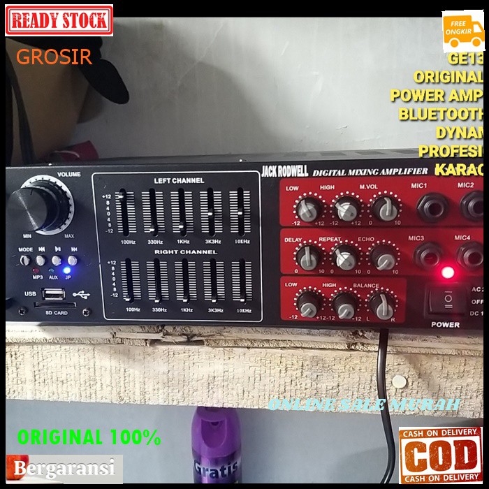 G139 jack rodwell original digital echo mixer mixing power ampli bluetooth  Amplifier bluetoot Equalizer bluetot karaoke blutut USB MP3 player audio sound system AC DC profesional pro aux dj vocal vokal 4 channel chanel  MAXSIMAL SPEAKER PASIF UKURAN BISA