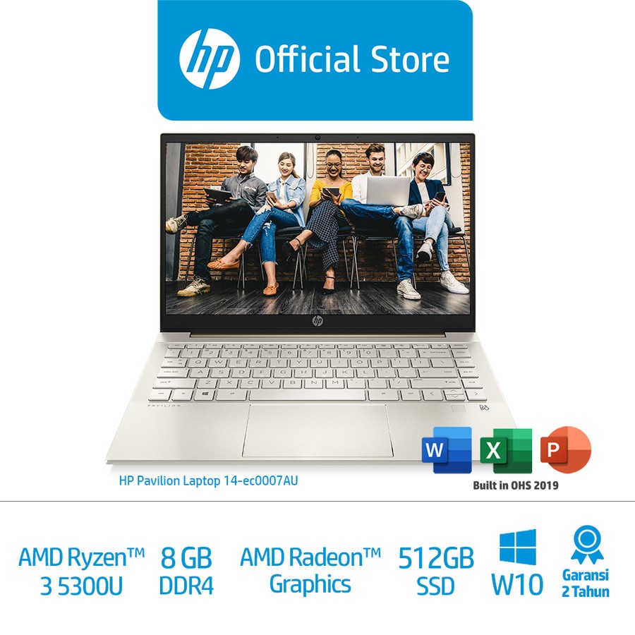 HP Pavilion 14 ec0007AU Ryzen 3 5300u 8GB 512GB SSD Win 10 Home