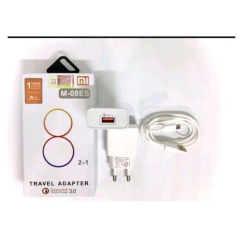 CHARGER XIAOMI QUALCOMM3.0 CASAN XIAOMI REDMI 8 USB MICRO M-08ES