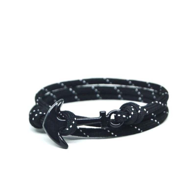 Gelang Jangkar Hitam Strip Putih Best Seller