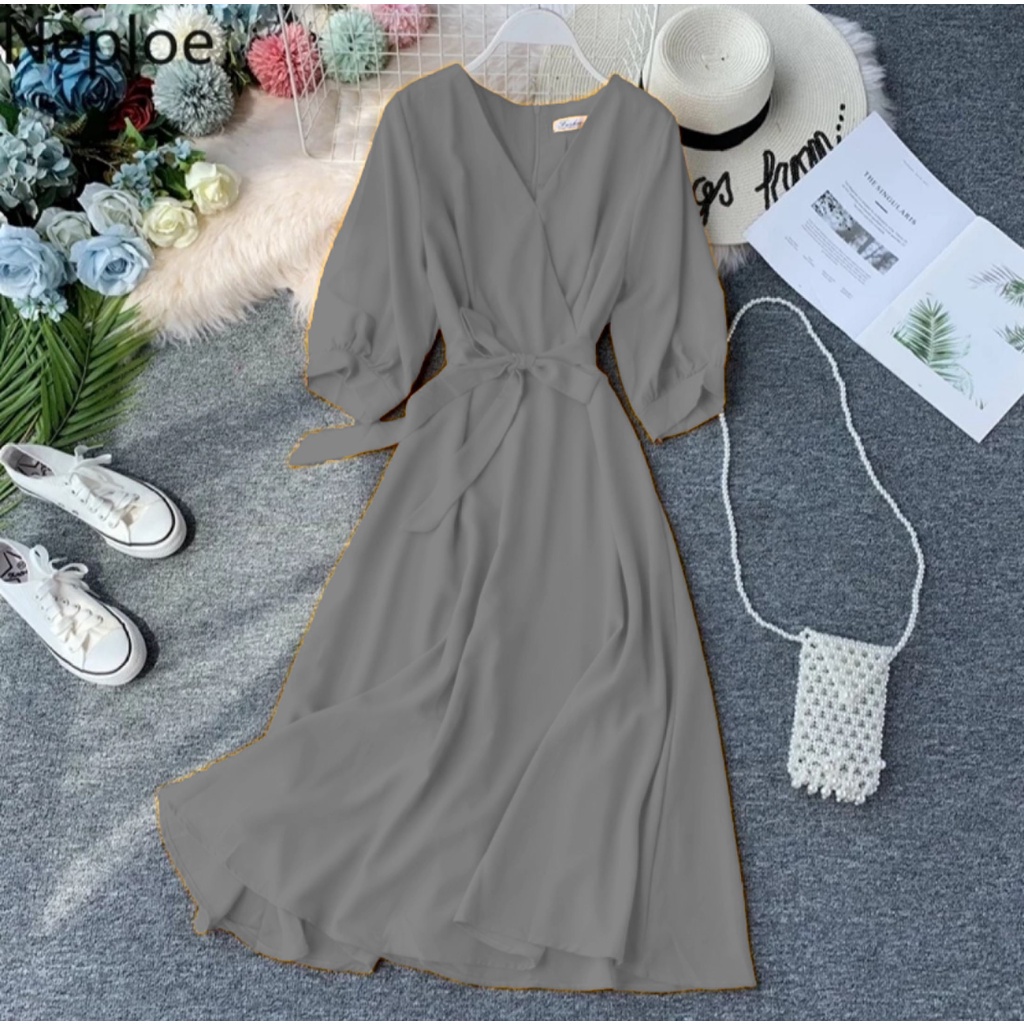 WSE390 - Dress Beleza Elegant Bahan Lembut TIdak Panas Ada Resleting di Bagian Belakang