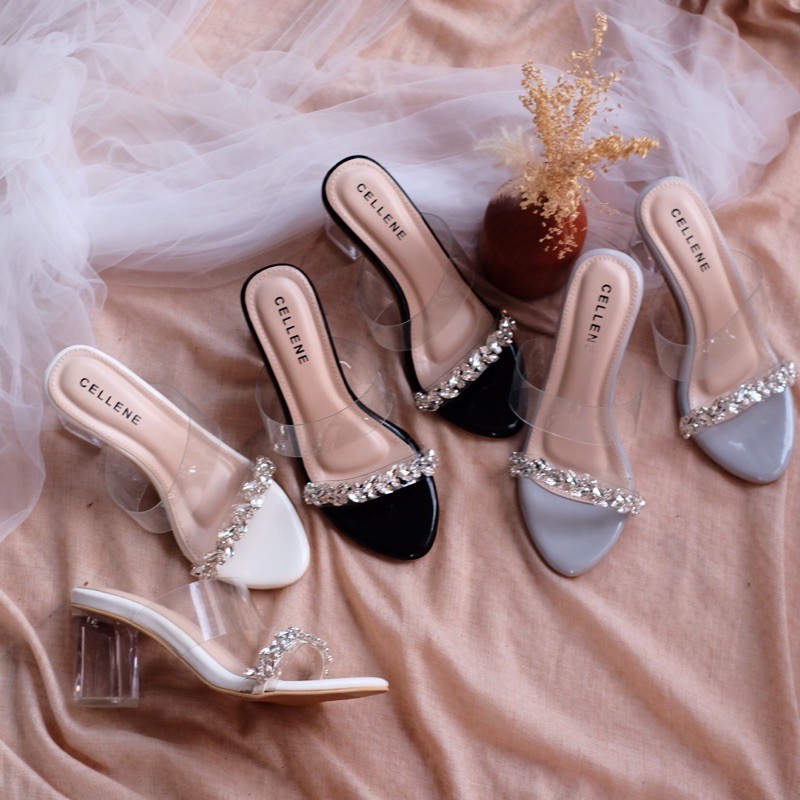 [CELLENE] Cataleya Heels | Heels 7cm Wedding Shoes Diamond Hak Kaca