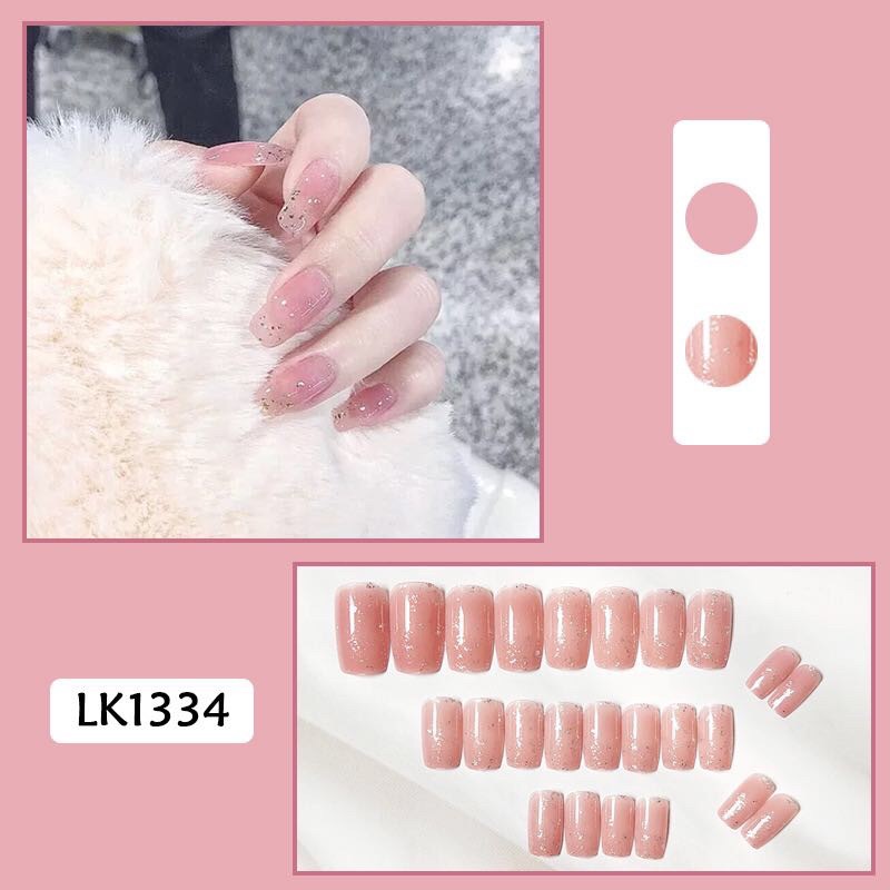 24pcs kuku palsu ombre pink glitter nails / kuku palsu fresh manicure wedding nails kupal glitter