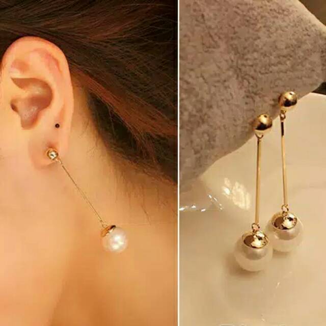 Anting panjang mutiara ( anting korea )