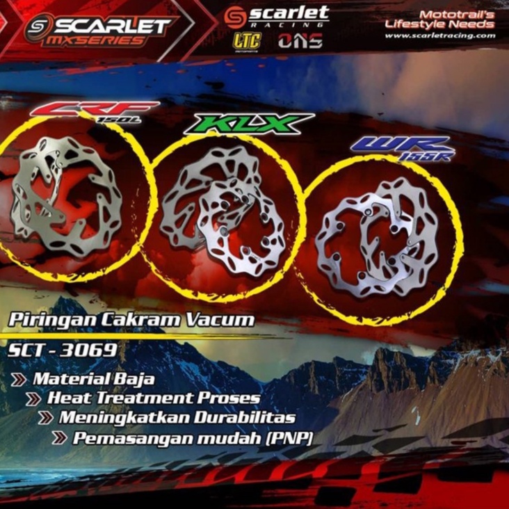 PIRINGAN CAKRAM DISC BRAKE SET DEPAN BELAKANG MODEL KTM KLX CRF 150 L WR 155 SCARLET RACING