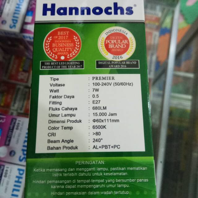 Lampu led hannochs premier 7 watt nyala putih terang