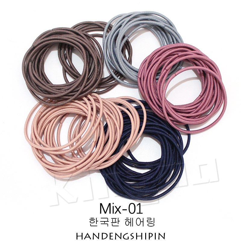 100pcs Ikat Rambut Korea I Can Swim  karet polos warna-warni dewasa import ala korea+pouch-4