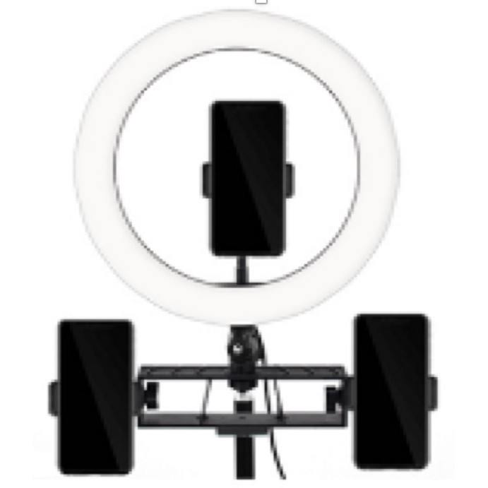 TaffSTUDIO Lampu Halo Ring Light LED Kamera 12W 8 Inch with 3xSmartphone Holder RL-21 Cincin MNL