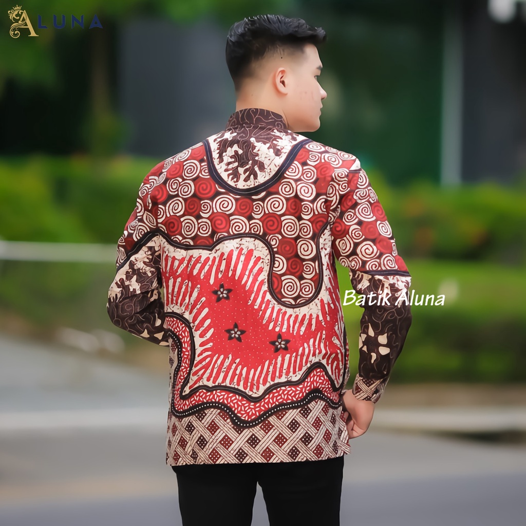 Baju Koko Pria Dewasa Motif Batik Aluna Kurta Pakistan Baju Muslim Lengan Panjang Terbaru Good Quality Katun Premium MBA 005