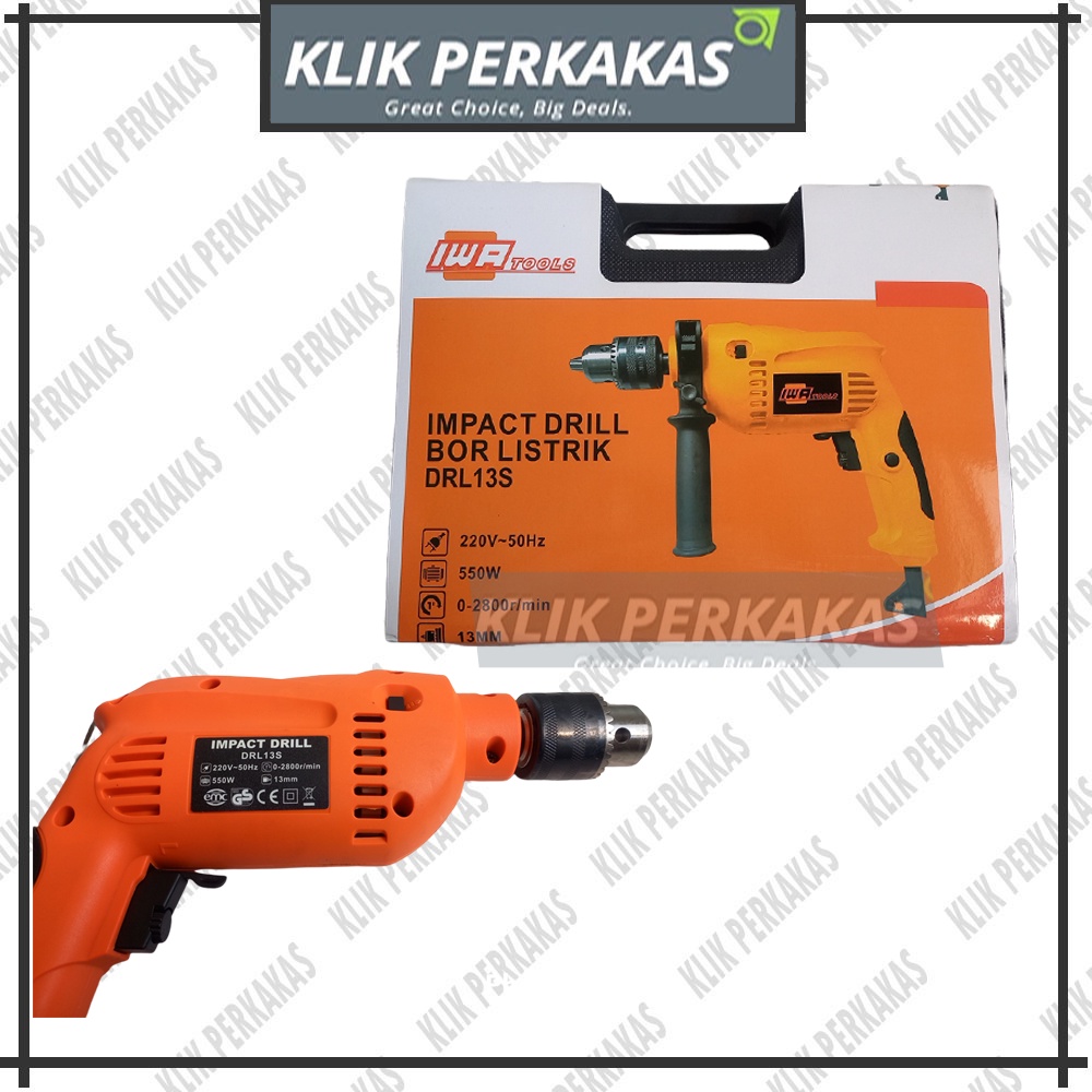 IWA Mesin Bor set 13mm DRL 13S - Mesin Bor 13mm Drill Machine IWA DRL13S / Impact Drill 13mm / Bor Impact 13mm / Mesin Bor Beton Tembok