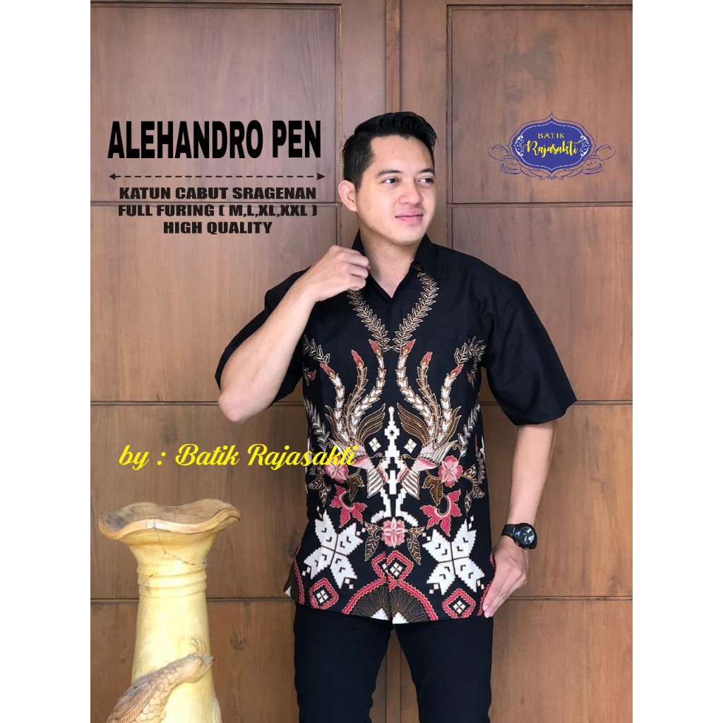 ALEHANDRO PEN2 Kemeja Batik Pria Lengan Pendek Katun Halus FULL FURING Rajasakti