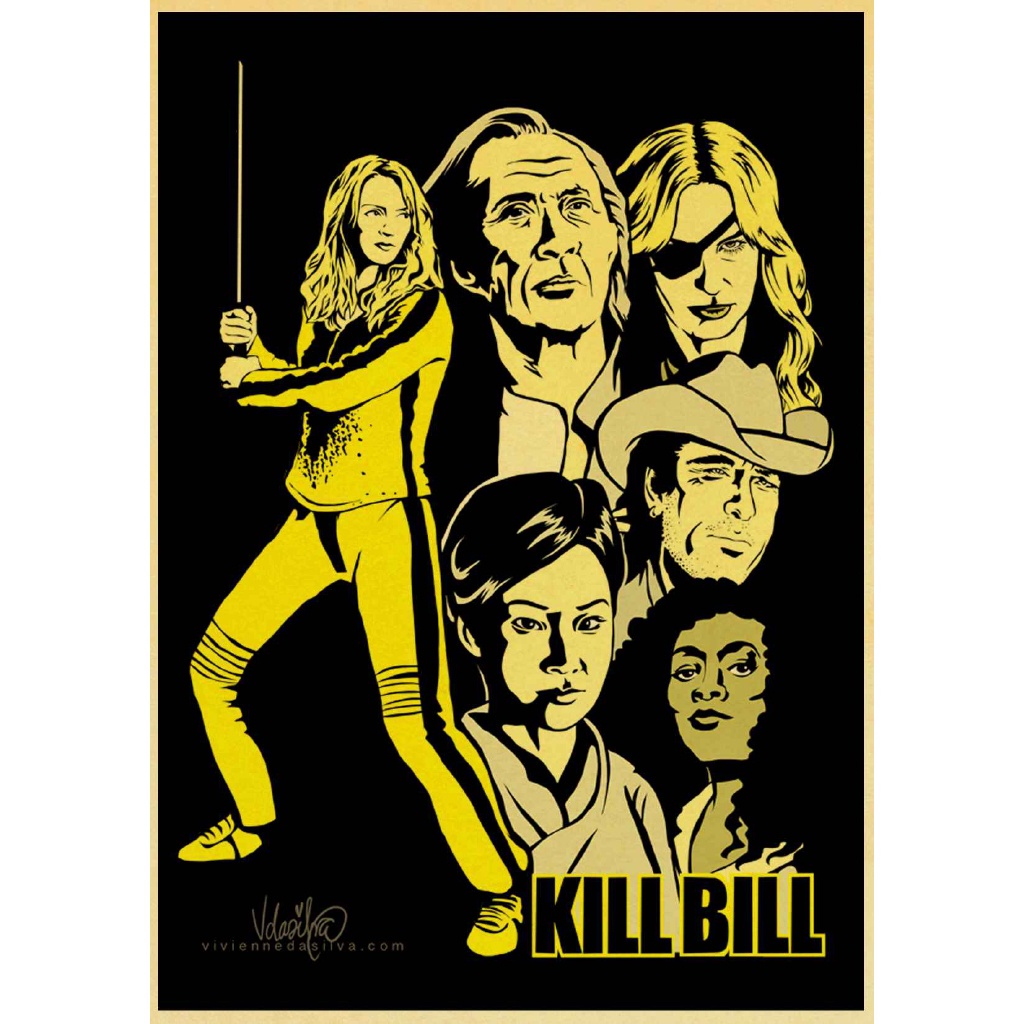 Poster Stiker Dinding Desain Film Kill Bill Klasik Vintage Bahan Kertas Kraft Untuk Dekorasi Rumah / Bar