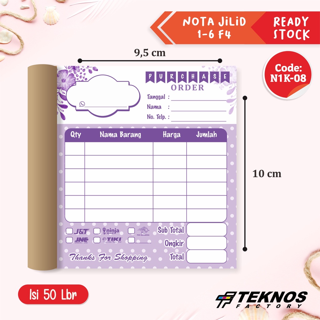 

NOTA 1 PLY MURAH OLSHOP ONLINE SHOP KOSONGAN MURAH N1K-08 UNGU