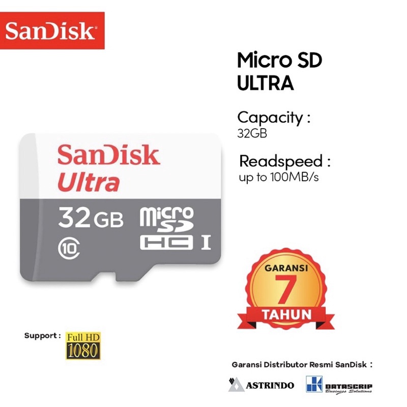 Sandisk Micro SD 32/64/128/256GB CLASS 10 100Mb/s Original