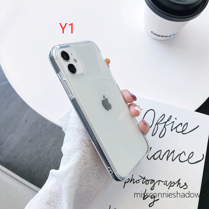 Anti Fall Material Case iPhone 12 11 Pro Max X XR XS Max 6 6S 8 7 Plus SE 2020 Ins Simple Candy Color Frame Transparent Soft Tpu Phone Case