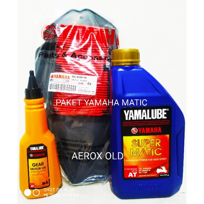 SALE !!! PAKET OLI YAMALUBE SUPER MATIC 1 L + YAMALUBE GEAR 140 ML + FILTER UDARA AEROX OLD