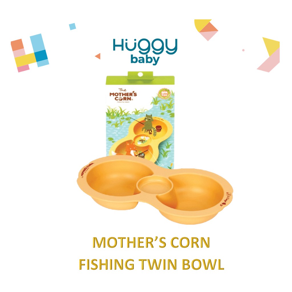 Mother's Corn Enjoy Fishing Twin Bowl mangkok mangkuk makanan bayi lucu tempat makan