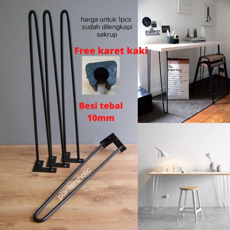 kaki meja besi/kaki kursi besi/hairpin legs Tinggi 45-75cm