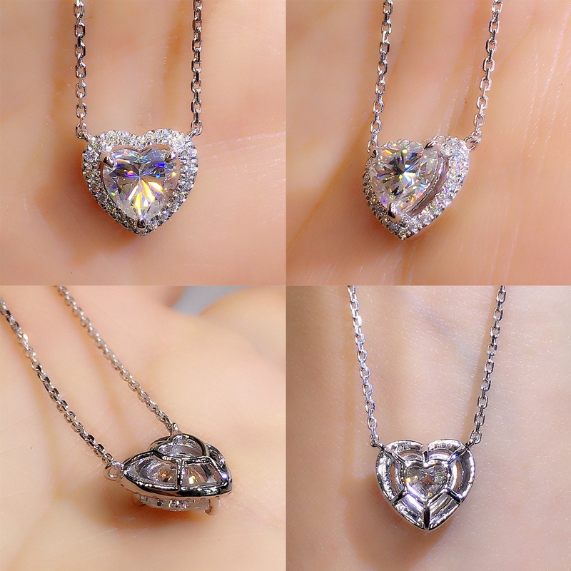 Kalung Rantai Liontin Hati Hias Kristal Cubic Zirconia Untuk Wanita