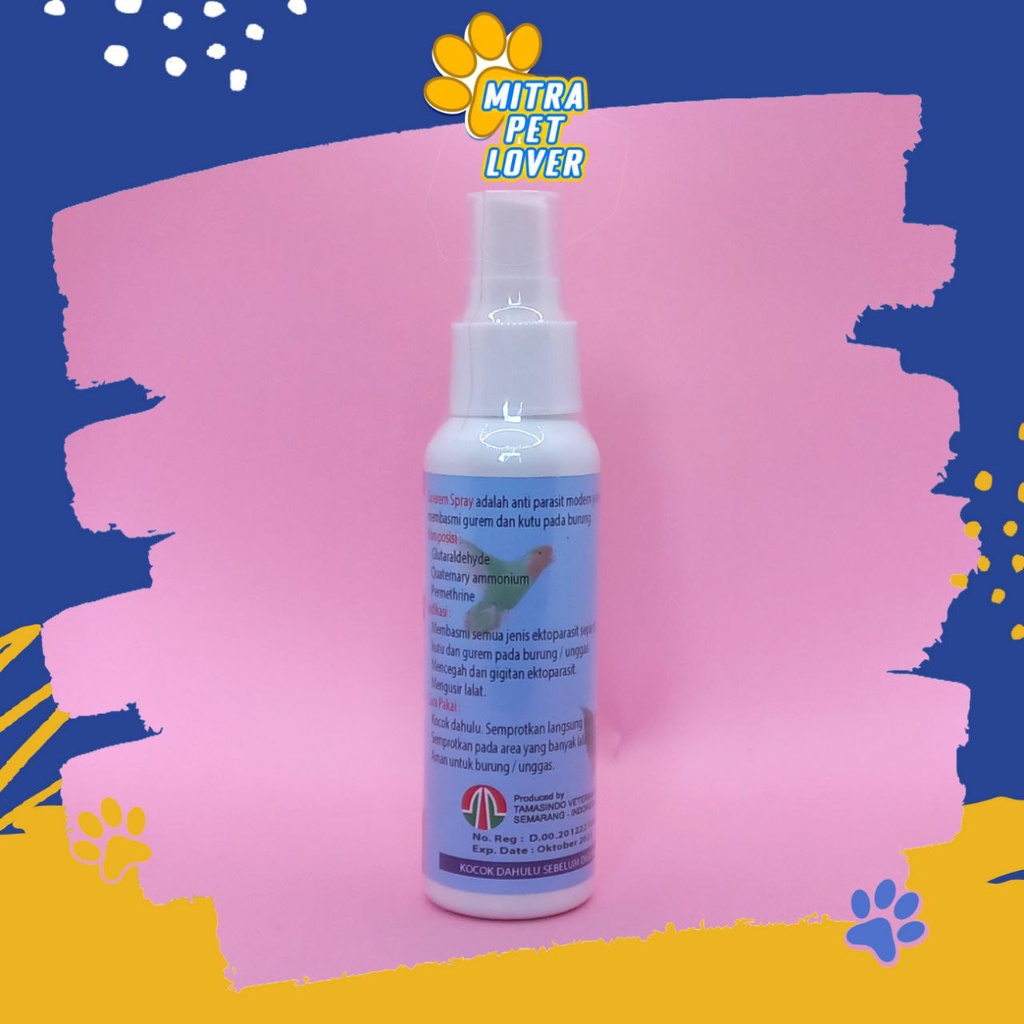 OBAT GUREM BURUNG - GOEREM BURUNG SPRAY 120 ML ORIGINAL - CAIRAN SEMPROT BASMI KUTU JAMUR PADA UNGGAS BIRD AMPUH SEHAT - MURAH - ASLI BERKUALITAS - PET ANIMAL HEALTHCARE TAMASINDO OBAT KESEHATAN &amp; VITAMIN TERNAK HEWAN BINATANG PELIHARAAN MITRAPETLOVER