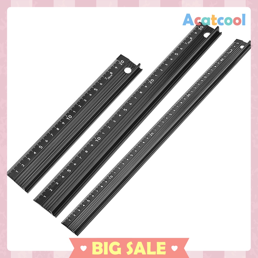 Multi-function Aluminum Alloy Hand Protective Ruler Non-slip Straight Ruler