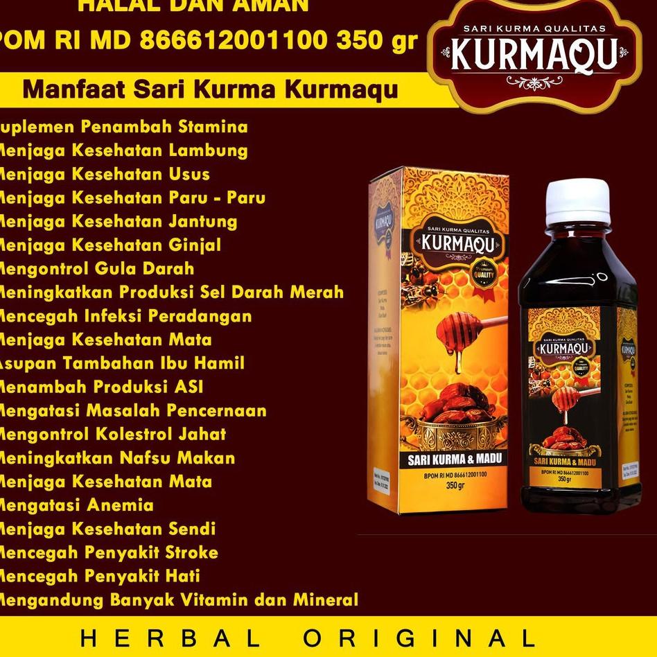 

KURMAQU SARI KURMA DAN MADU 100% ALAMI PLUS ORIGINAL HERBAL ALAMI ☋ ☋