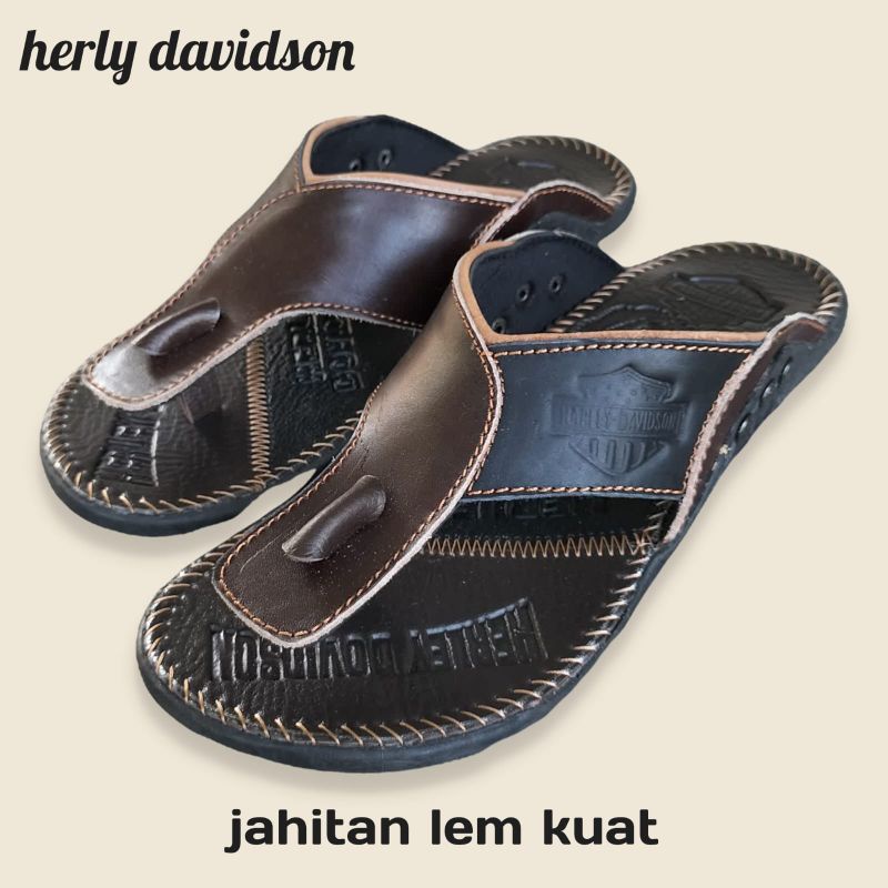 sandal kulit pria/ sandal Harley Davidson/ sandal japit kulit/ sandal kulit terlaris/ sandal COD bayar ditempat