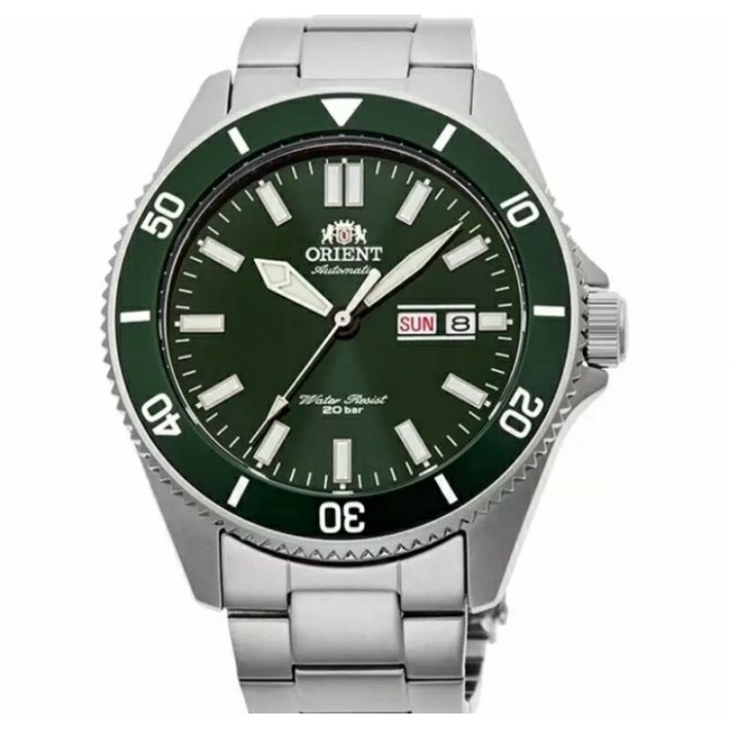 Jam Tangan Pria Orient RA-AA0914E19B Kanno Diver Automatic Silver Green Dial Stainless Steel
