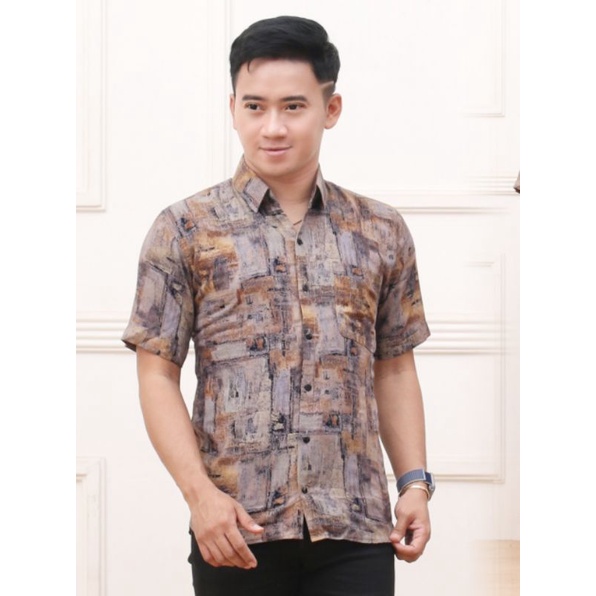 Kemeja Pria Lengan Pendek  Kerja Kasual Kantor Formal Slimfit Katun Premium Batik Modis Hem