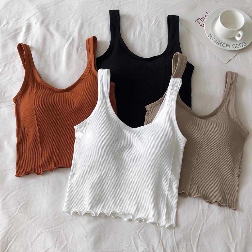 BATAMMODE Tanktop Crop Busa Berjahit Model Bawah Bergelombang-2