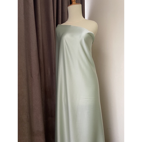 Bahan Satin Saten Maxmara Silk Lux Premium Meteran Mewah Warna Hijau Mint Min