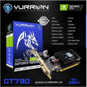 Vga card vurrion nvdia geforce gt730 gt 730 4gb 128bit HD 1536p ddr3 hdmi-vga-dvi single fan