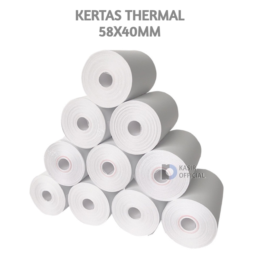 

Paket Kertas Thermal 58x40mm / Thermal Paper Receipt Struk Lebar 58mm Diameter 40mm Harga 1 Pack isi 10 Roll