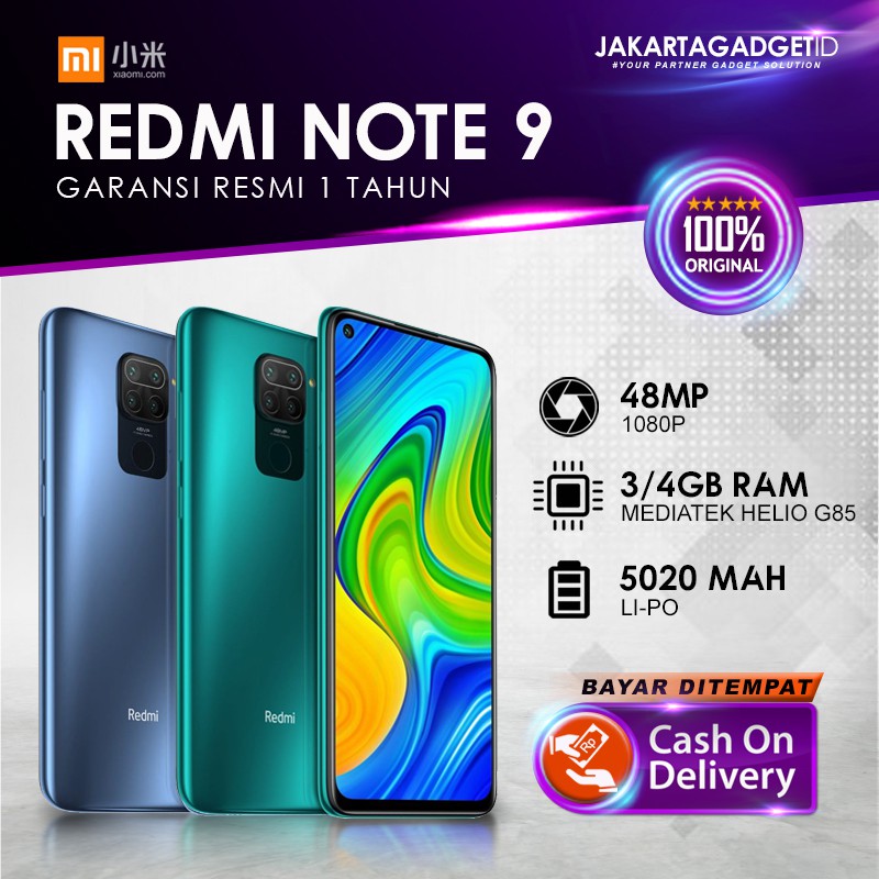 XIAOMI REDMI NOTE 9 4/64 GB - 6/128 GB GARANSI RESMI 1