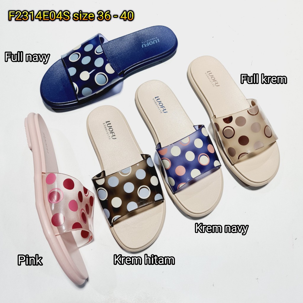 LUOFU ORIGINAL jelly sandal karet empuk murah selop wanita import sendal cewek F2314E04S