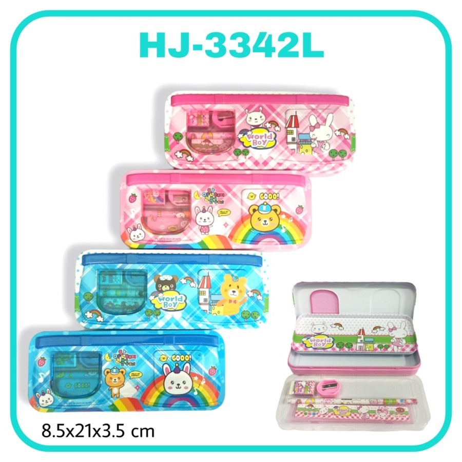 

SJS Kotak Pensil Kaleng 2 Susun Set/Tin Pencil Case Box/Paket Sekolah