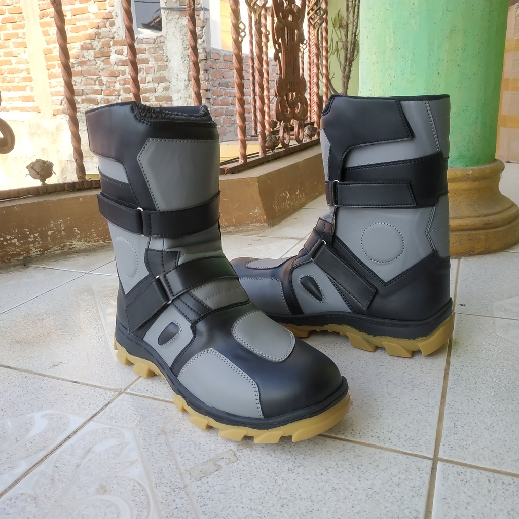 sepatu cross clasik sepatu trail vintage kualitas premium for trabas or adventure HITAM ABU